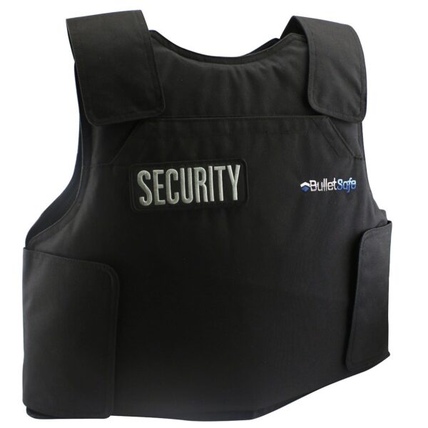 BulletSafe bulletproof vest with security patch attached.
