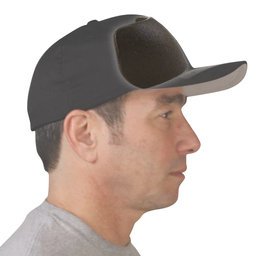 side view of a man wearing a bulletproof baseball cap