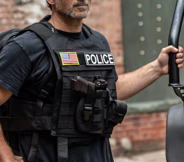 policeman wearing First Responder Military Tactical Bulletproof Backpack