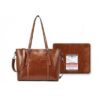 Tuffypacks Women’s brown Leather Laptop Tote Shoulder Handbag Vintage Briefcase With Removable Level IIIa Ballistic Shield