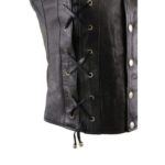 close up of the side strings of Bulletproof Woman’s Laced Leather Biker Vest