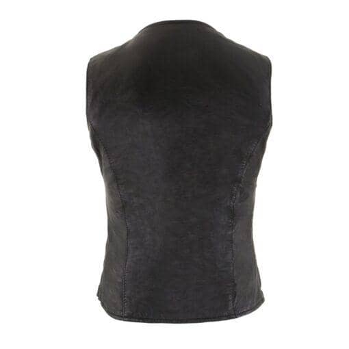 back of Bulletproof Woman’s Laced Leather Biker Vest
