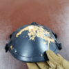 Used black NIJ Level IIIA+ Full Face Bulletproof Mask with gun shots