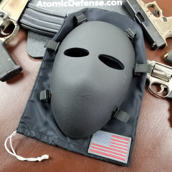 Black NIJ Level IIIA+ Full Face Bulletproof Mask front view