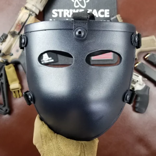 Black NIJ Level IIIA+ Half Face Bulletproof Mask for Helmets front view