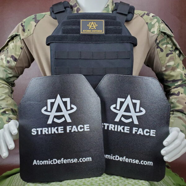 Black Level 3A Armor Plate Carrier Vest 3, or 4 Armor Plates with front view of mannequin holding armor plates
