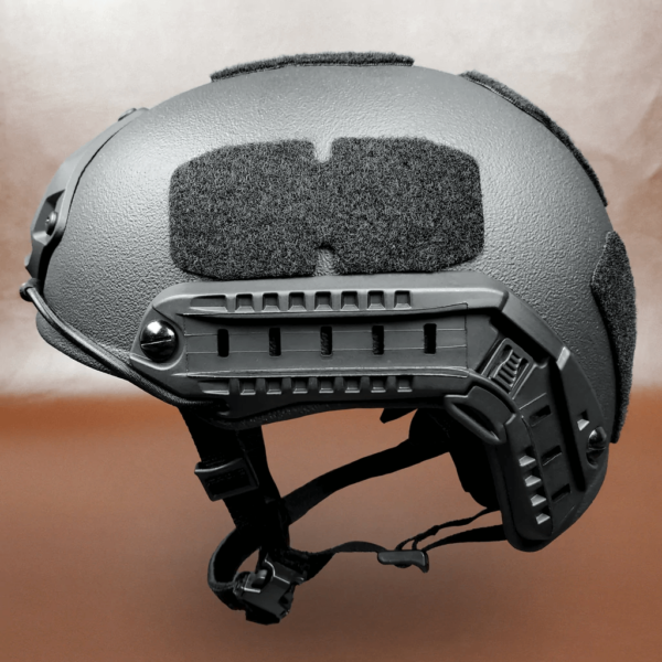 Black NIJ Level IIIA+ FAST Style High Cut Ballistic Helmet side view