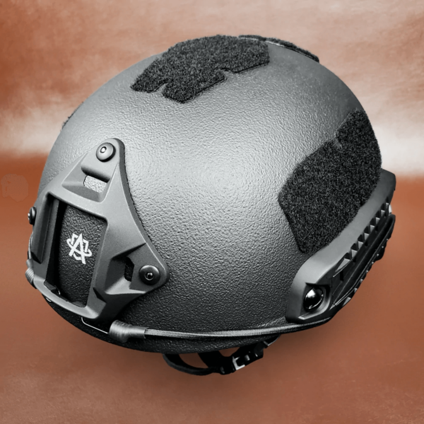 Black NIJ Level IIIA+ FAST Style High Cut Ballistic Helmet top back view