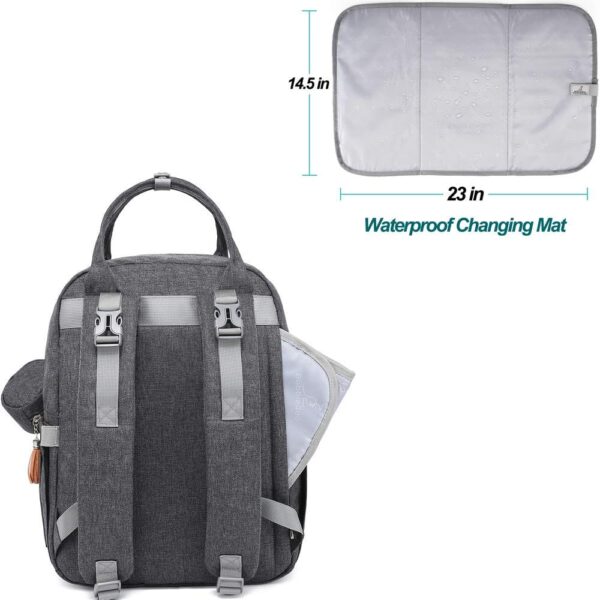 Dark gray Bulletproof Diaper Bag Backpack dimensionsizes and specifications