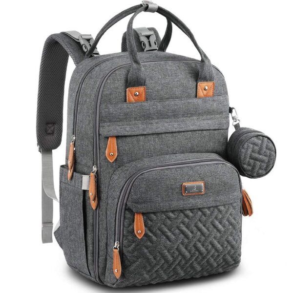 Dark gray Bulletproof Diaper Bag Backpack front view