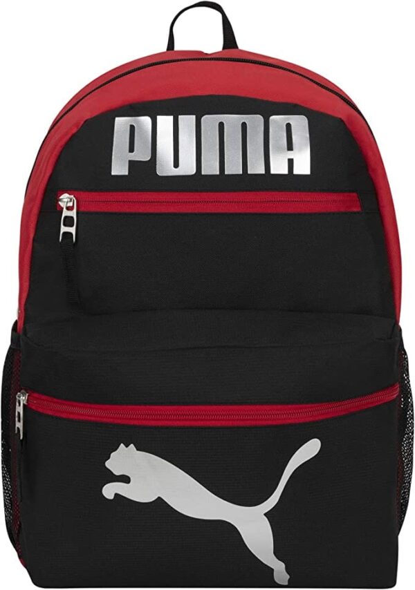 Black and red Bulletproof PUMA Kids' Meridian Backpack front view