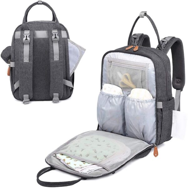 Dark gray Bulletproof Diaper Bag Backpack inside compartment