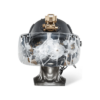 Black NIJ IIIA+ Face Shield Bulletproof Helmet Visor for PASGT, MICH, FAST, ACH Ballistic Helmets with gunshots on a head mannequin
