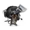 Black NIJ IIIA+ Face Shield Bulletproof Helmet Visor for PASGT, MICH, FAST, ACH Ballistic Helmets side view on a head mannequin