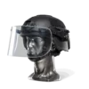 Black NIJ IIIA+ Face Shield Bulletproof Helmet Visor for PASGT, MICH, FAST, ACH Ballistic Helmets side view on a head mannequin