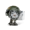 Black NIJ IIIA+ Face Shield Bulletproof Helmet Visor for PASGT, MICH, FAST, ACH Ballistic Helmets with gunshots side view on a head mannequin