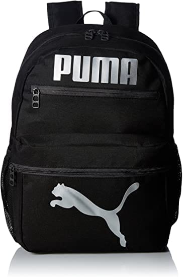 Black and silver Bulletproof PUMA Kids' Meridian Backpack front view