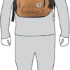 Khaki Bulletproof Carhartt Legacy Standard Work Backpack with illustration on how it fits a person