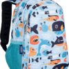 Light blue Children's Bulletproof Backpack for School with Big Fish sea animals pattern