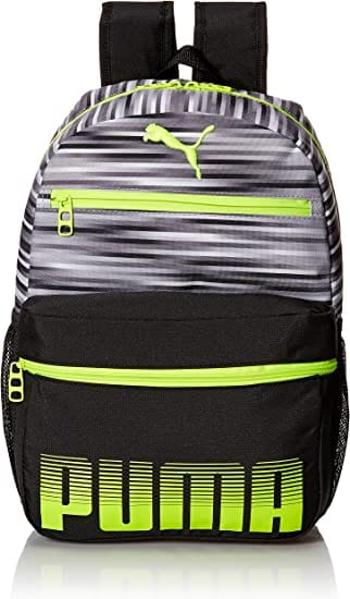 Grey and neon yellow green Bulletproof PUMA Kids' Meridian Backpack front view