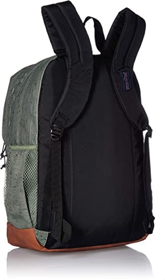 Muted green plain weave JanSport Bulletproof Backpack back view