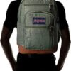 Muted green plain weave JanSport Bulletproof Backpack back fit illustration