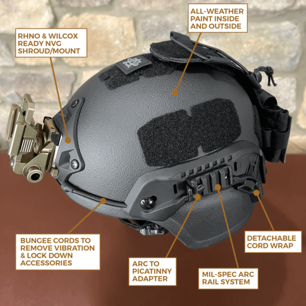 Black NIJ Level IIIA+ MICH/ACH Ballistic Helmet parts