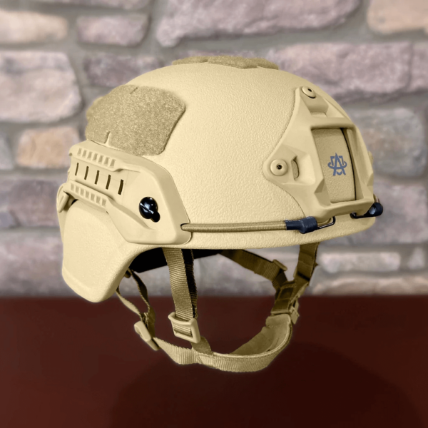 Khaki NIJ Level IIIA+ MICH/ACH Ballistic Helmet front view
