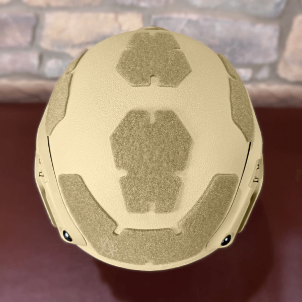 Khaki NIJ Level IIIA+ MICH/ACH Ballistic Helmet top view