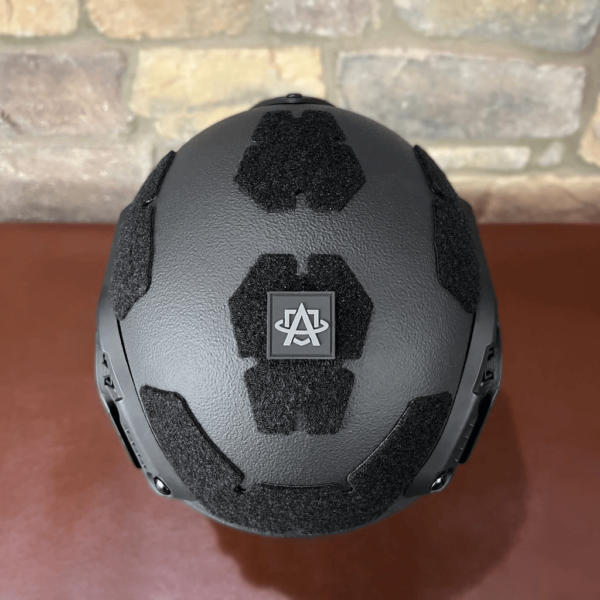 Black NIJ Level IIIA+ MICH/ACH Ballistic Helmet top view