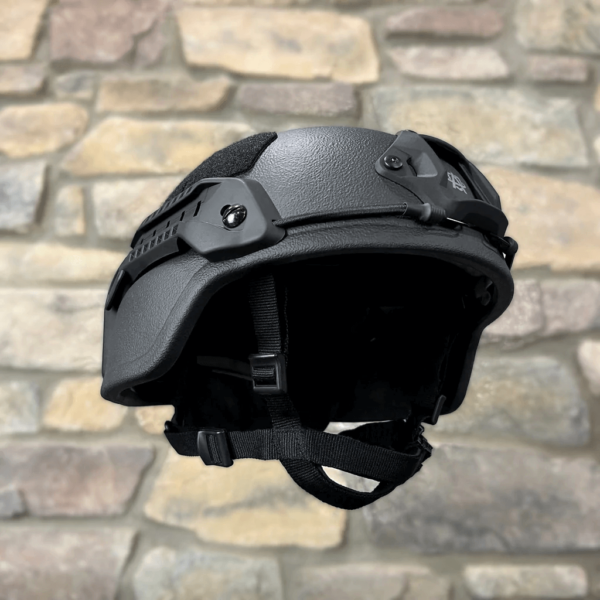 Black NIJ Level IIIA+ MICH/ACH Ballistic Helmet side view