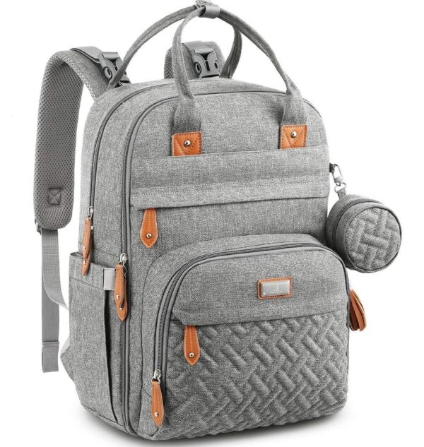 Light gray Bulletproof Diaper Bag Backpack front view