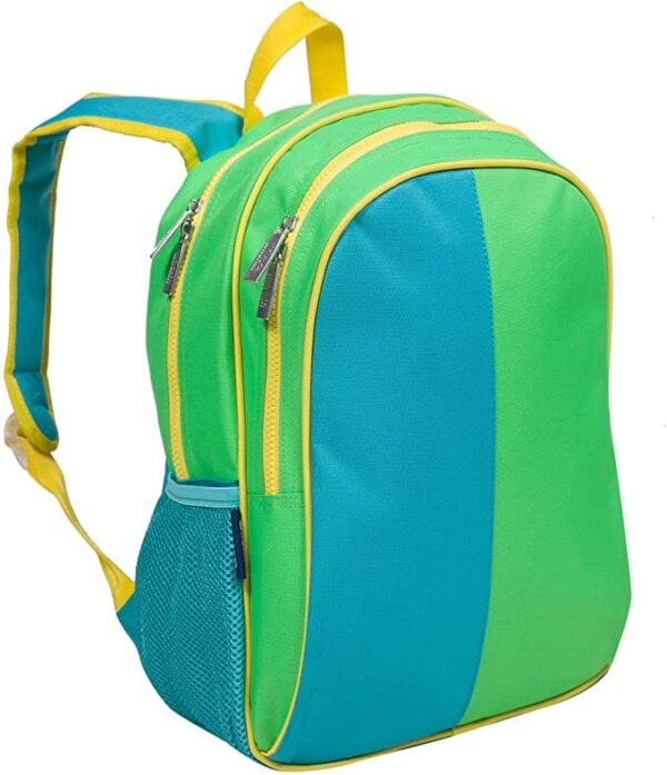 Children's Bulletproof Backpack for School with blue and green two tone pattern
