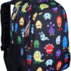 Black Children's Bulletproof Backpack for School with alien monsters pattern