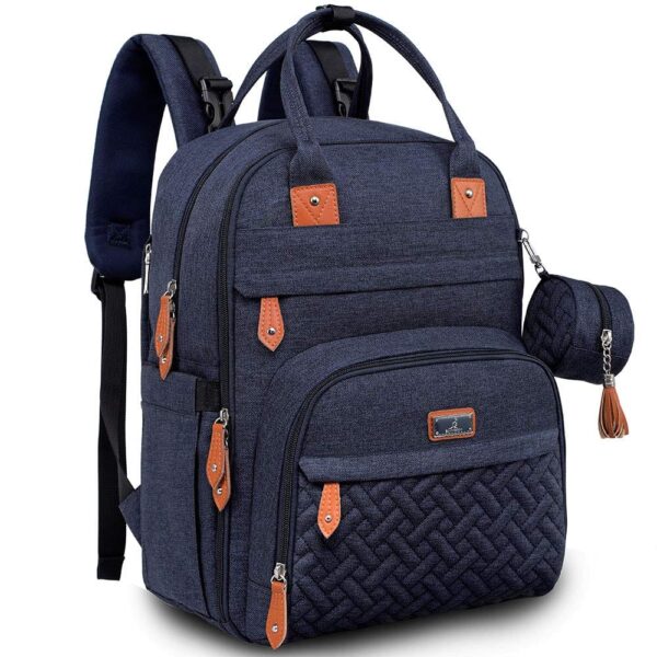 Navy blue Bulletproof Diaper Bag Backpack front view
