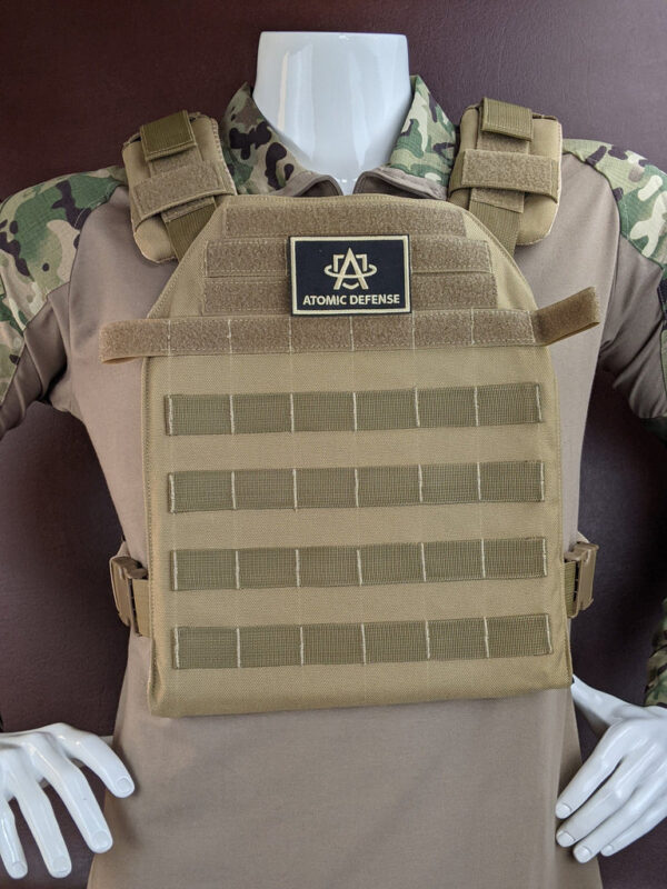 Khaki Level 3A Armor Plate Carrier Vest 3, or 4 Armor Plates front view on a mannequin