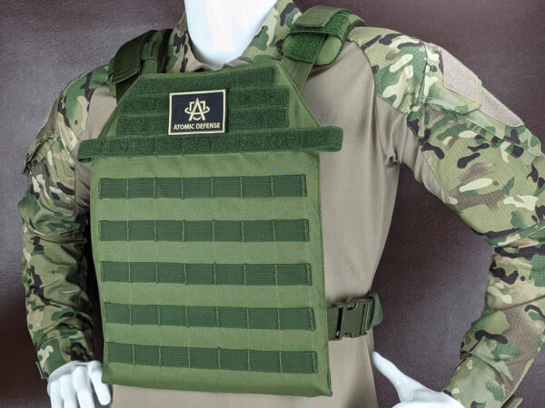 Green Level 3A Armor Plate Carrier Vest 3, or 4 Armor Plates front view on a mannequin