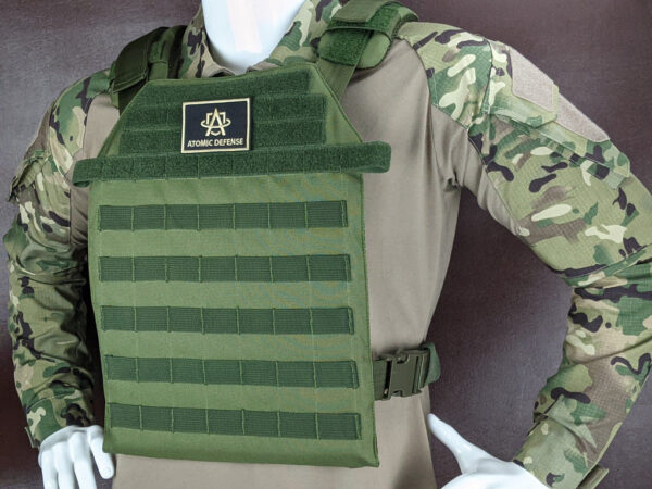 Green Armor Plate Carrier Vest with Level 3A, 3, or 4 Armor Plates front view on a mannequin