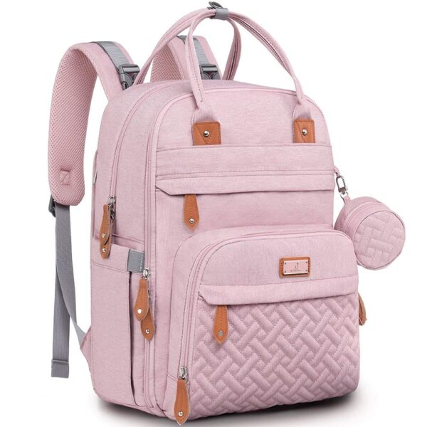 Pink Bulletproof Diaper Bag Backpack front view