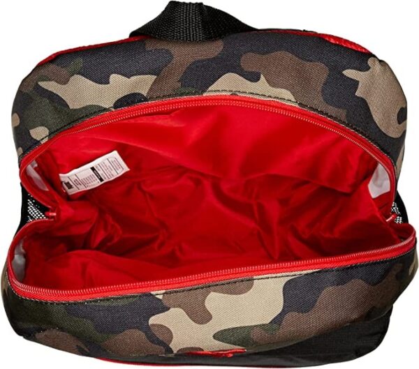 Bulletproof PUMA Kids' Meridian Backpack in Black and red camouflage pattern top inside view