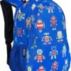 Blue Children's Bulletproof Backpack for School with robots pattern