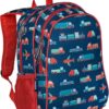 Blue and red Children's Bulletproof Backpack for School with car transportation pattern