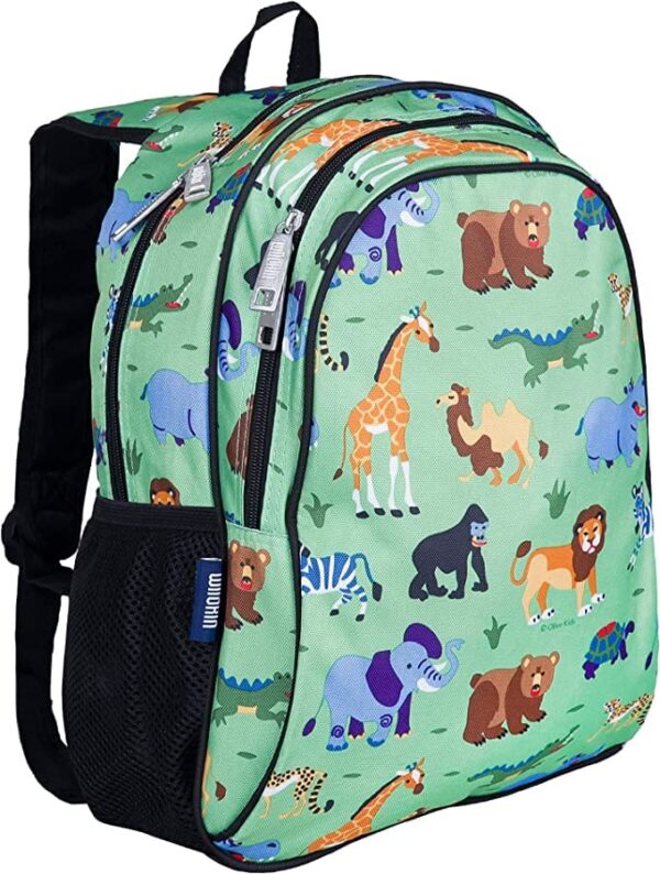 Light green Children's Bulletproof Backpack for School with wild animals pattern
