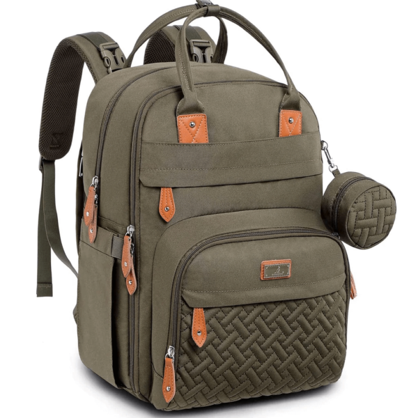 Army Green Bulletproof Diaper Bag Backpack front view