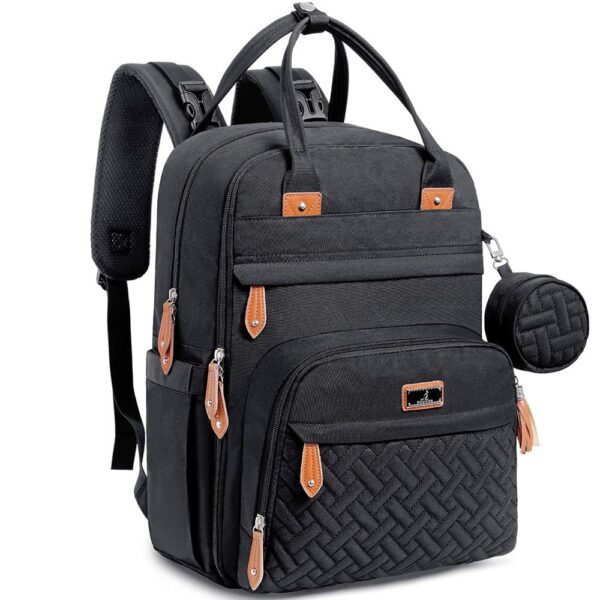 Black Bulletproof Diaper Bag Backpack front view