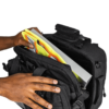 Black Hondo Patrol Bag + Level IIIA Bullet Resistant Armor Panel Insert 11" x 14" inside bag view with stuff showing out