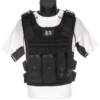 Black 100% breathable Fast-adjustable Phantom Plate Carrier Vest front view on a mannequin