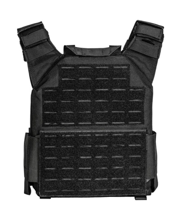 Black QRF Low Visibility Minimalist Plate Carrier with Armor Plates front view