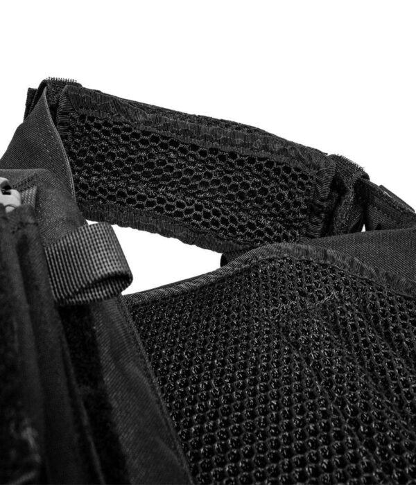 Black QRF Low Visibility Minimalist Plate Carrier with Armor Plates inside shoulder strap view