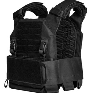 Black QRF Low Visibility Minimalist Plate Carrier with Armor Plates side view